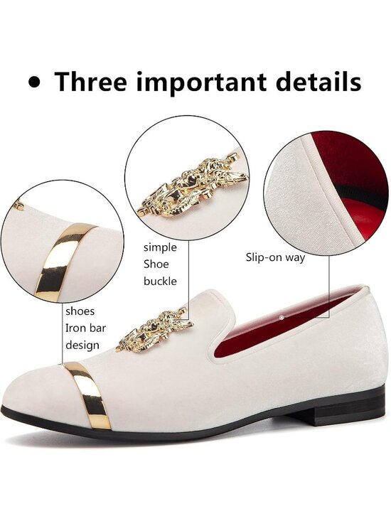 Meijiana Men\'s White14 Microfiber Loafers Buckle PU Leather Weeding Dress Shoes main image 4